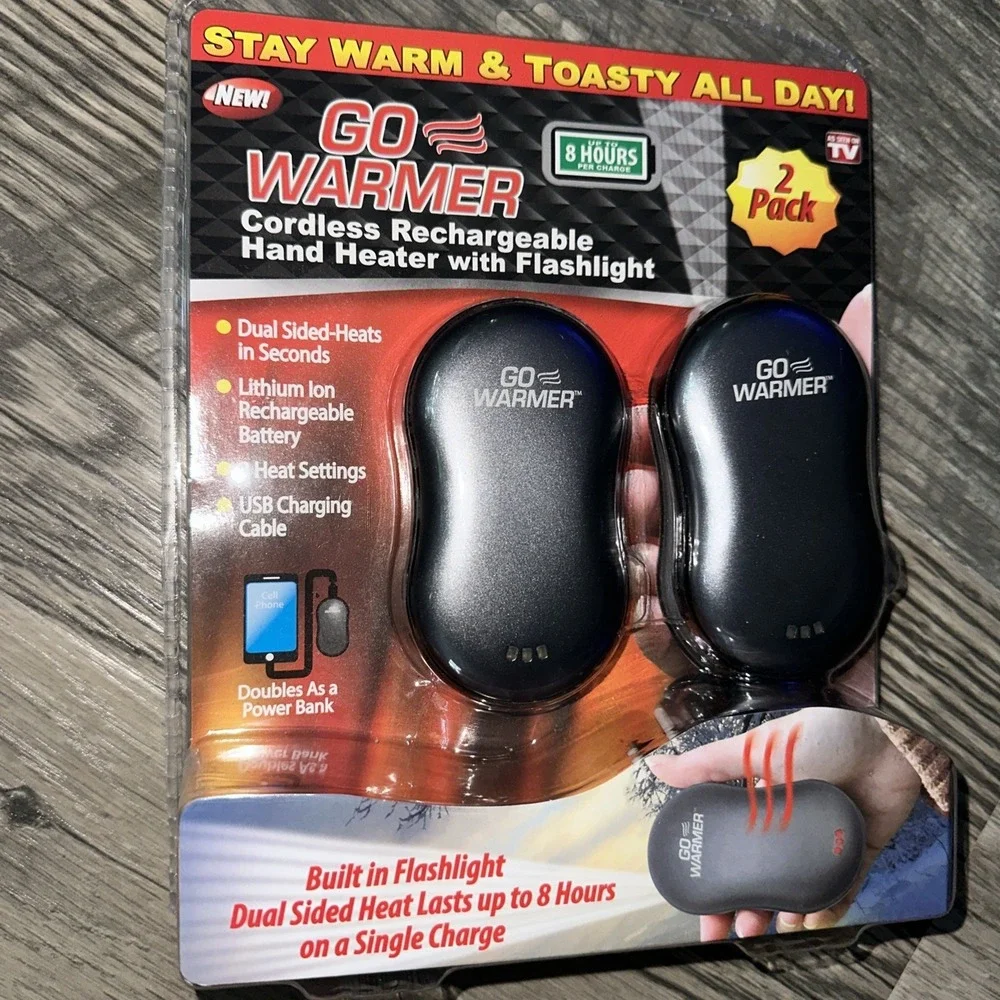 Go Warmer Rechargeable Hand Heater 2-Pack with Flashlight‎